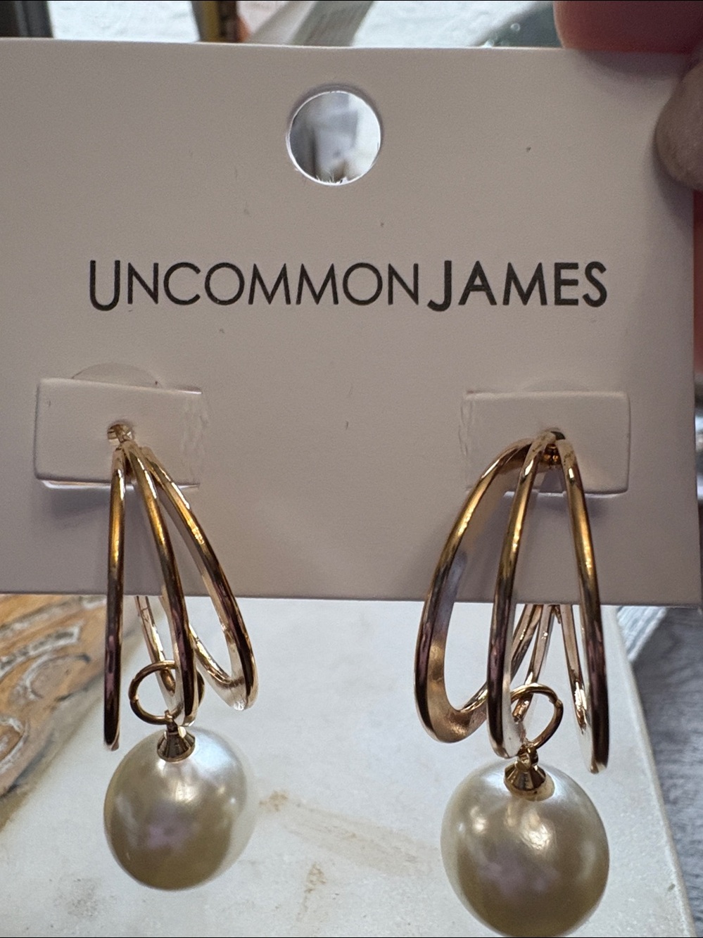 Uncommon James gold toned earrings with pearl! NWT!